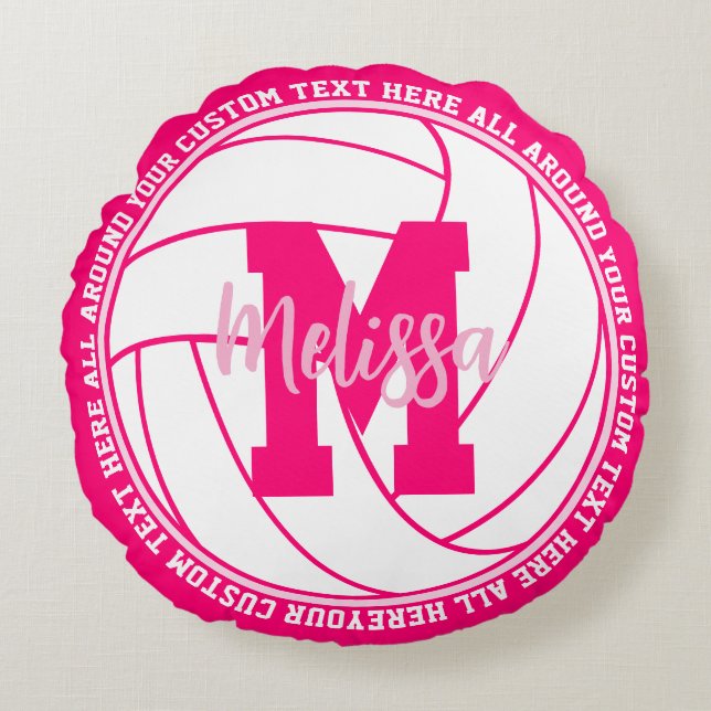Coussins Ronds Personalized Volleyball Team Pink Girls (Devant)