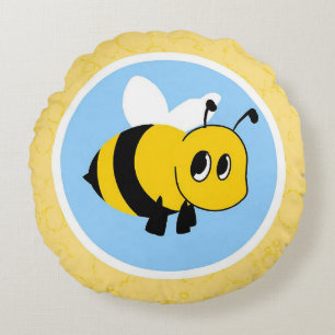 Coussins Ronds Personnage de abeille de dessin animé mignon avec 