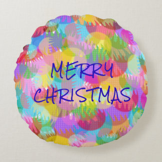 COUSSINS RONDS PERSONNALISÉ JOYEUX DE COULEUR ÉPARGNÉE NOËL