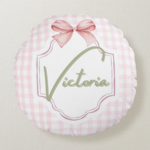Coussins Ronds Personnalisée Victoria Baby Girl Nursery Bow