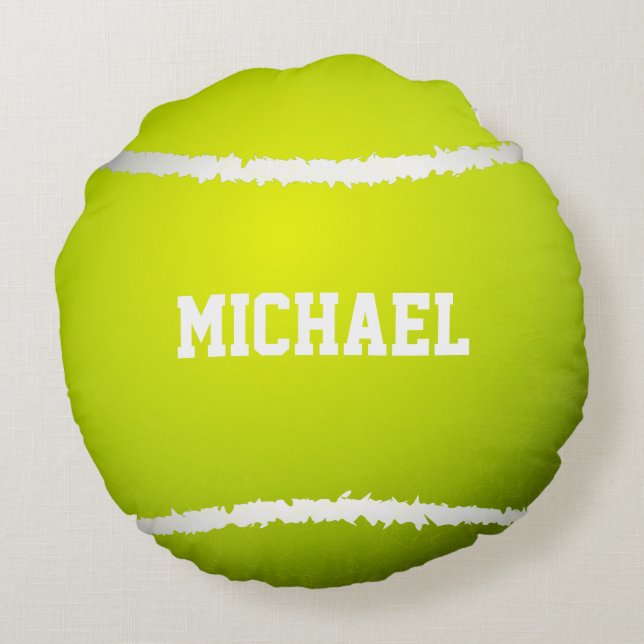 Coussins Ronds Personnaliser de nom de balle de tennis (Dos)