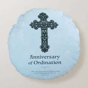 Coussins Ronds Personnaliser, Ordination Anniversaire Prêtre, Cro