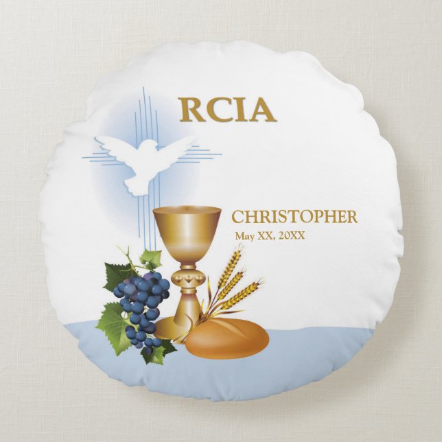 Coussins Ronds Personnaliser, RCIA Félicite le sacrement catholiq (Devant)