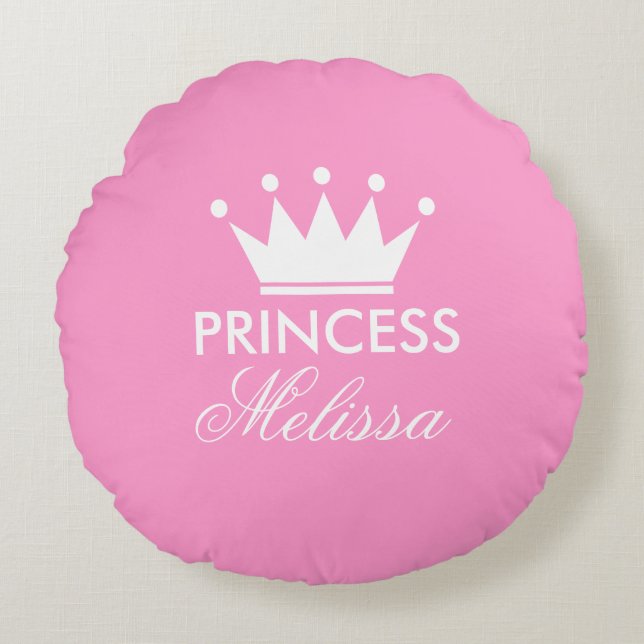 Coussins Ronds Personnalisez l'oreiller rond de couronne rose pri (Devant)
