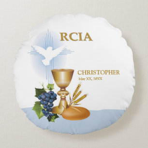 Coussins Ronds Personnalisez, RCIA Félicitations Sacrement Cathol
