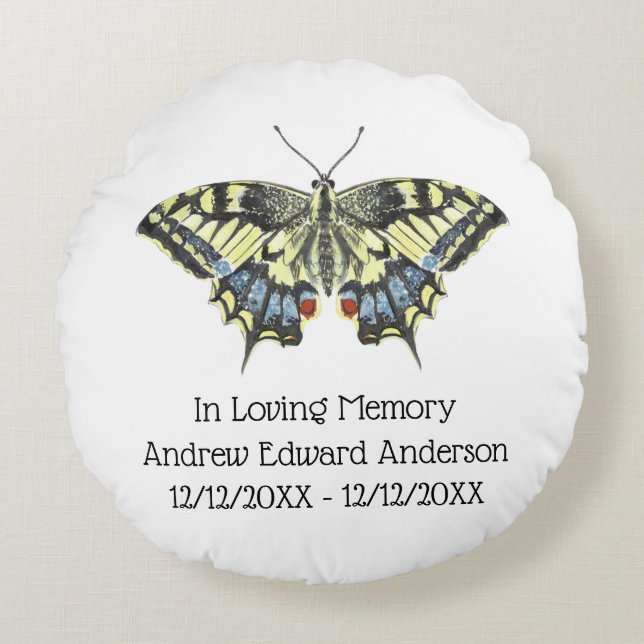 Coussins Ronds Perte commémorative de papillon personnalisée d'am (Devant)