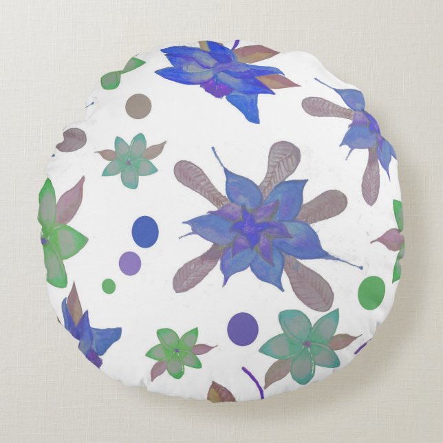 Coussins Ronds Pétales bleues (Devant)