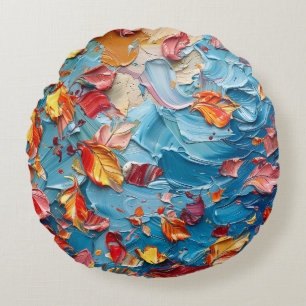 Coussins Ronds Pétales en mouvement – Floral abstrait expressif