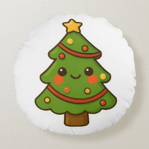 Coussins Ronds Petit arbre de Noël Kawaii
