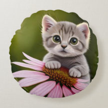 Petit chat gris floral mignon