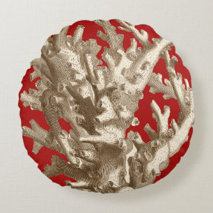 Coussins Ronds Petit corail en rouge