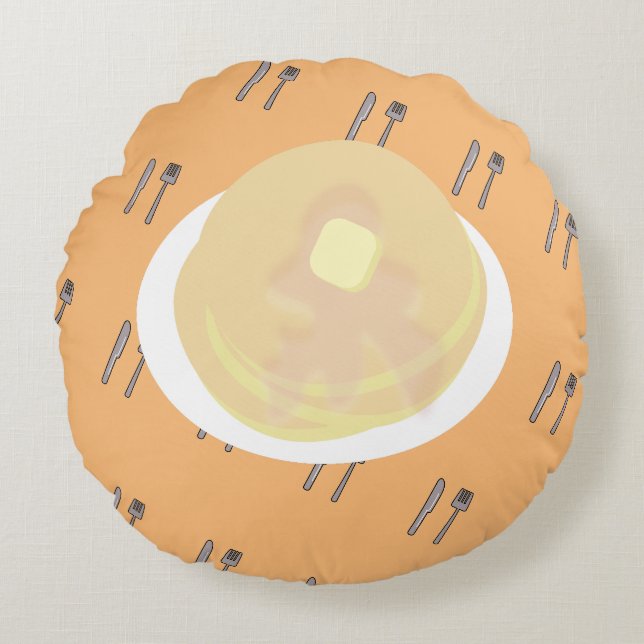 Coussins Ronds Petit-déjeuner de sirop de séchage au crêpe mou (Devant)