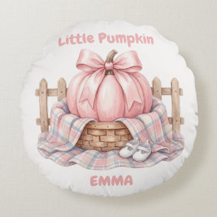 Coussins Ronds Petite Citrouille Personnalisée Pinkoween Bébé Aqu
