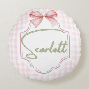Coussins Ronds Petite fille Scarlett personnalisée En vichy