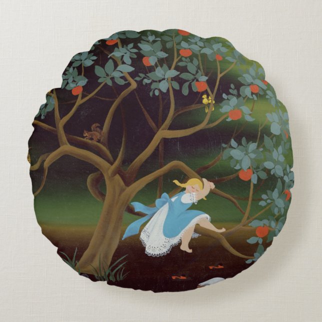 Coussins Ronds Petite fille sur l'arbre des rêves (Devant)