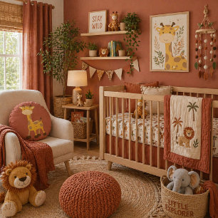 Coussins Ronds Petite Girafe en Terre Cuite dans une Chaleureuse
