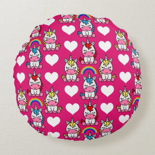 Coussins Ronds Petites filles Unicorn Pony