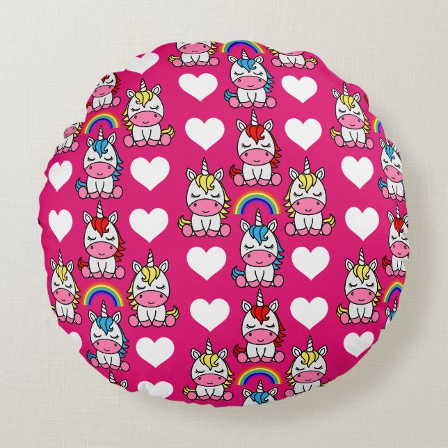 Coussins Ronds Petites filles Unicorn Pony (Devant)