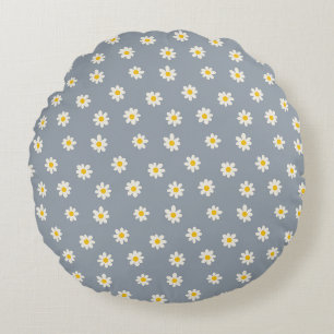 Coussins Ronds Petites Marguerites - gris acier poussiéreux