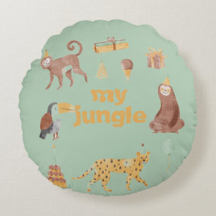 Coussins Ronds Petits animaux de la jungle