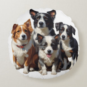 Coussins Ronds Petits Chiens adorables