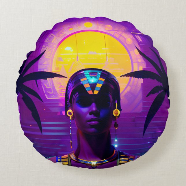 Coussins Ronds Pharaon Synthwave (Devant)