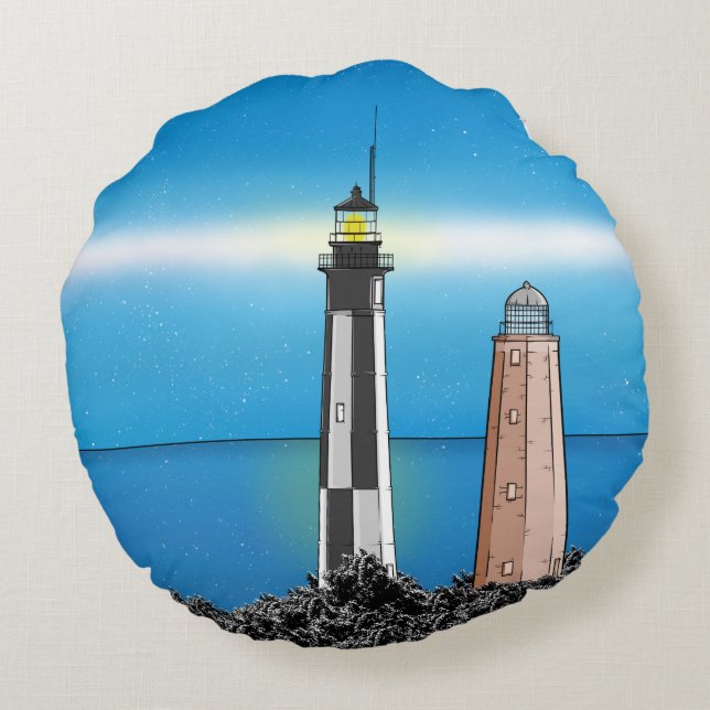 Coussins Ronds Phare de Cape Henry Virginie (Dos)