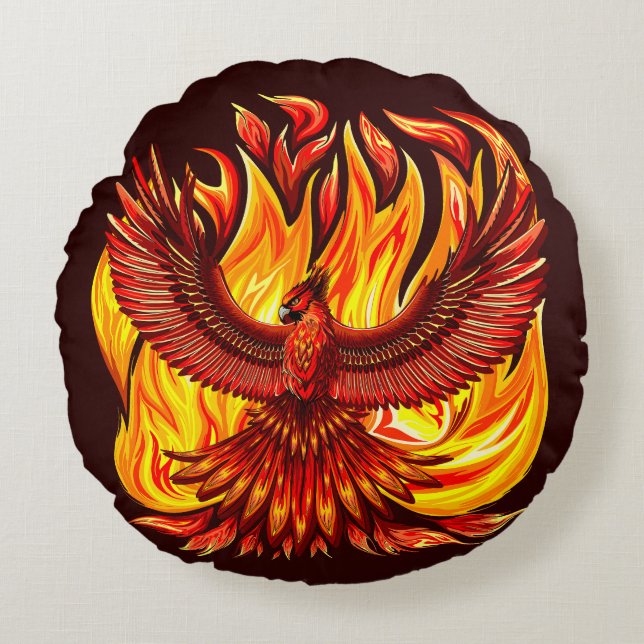 Coussins Ronds Phoenix mythologique immortelle Créature (Devant)