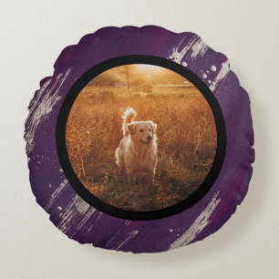 Coussins Ronds photo d'animal - or violet