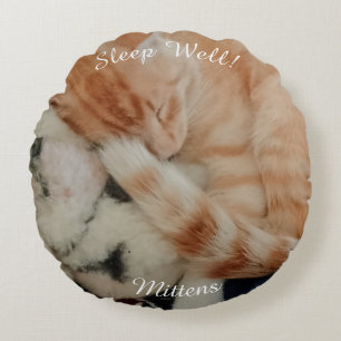 Coussins Ronds Photo de chat endormi, recto et verso,