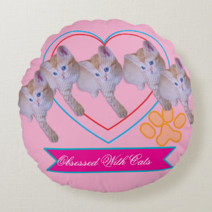 Coussins Ronds Photo de chaton mignon, Texte , Nom