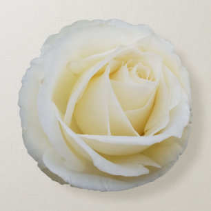 Coussins Ronds Photo Gros plan de Rose Blanche