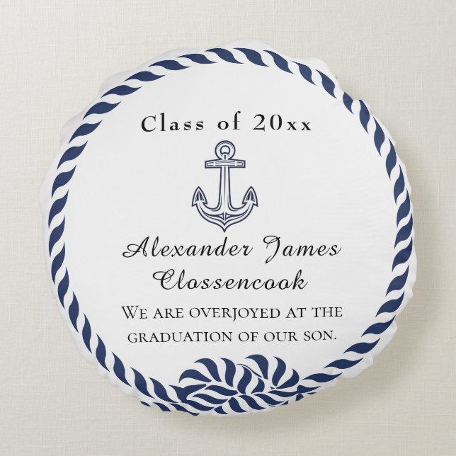 Coussins Ronds Photo marine Bleu Bleu Blancs Graduation (Dos)