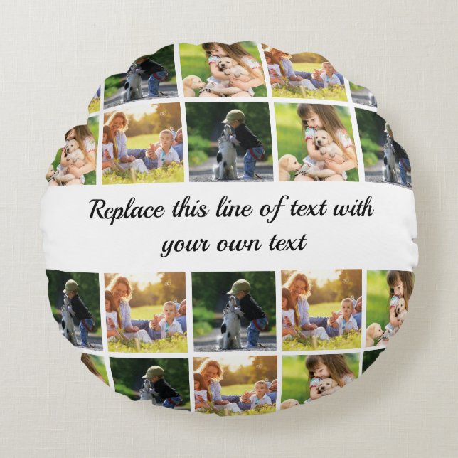 Coussins Ronds photocollage et texte (Devant)