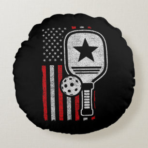 Coussins Ronds Pickleball Player - American Flag Pickleball - Pic