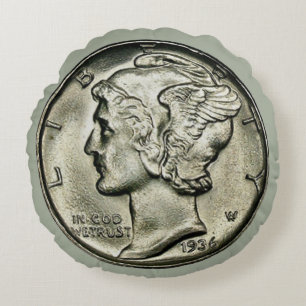 Coussins Ronds Pièce de monnaie de dixième de dollar de Mercury