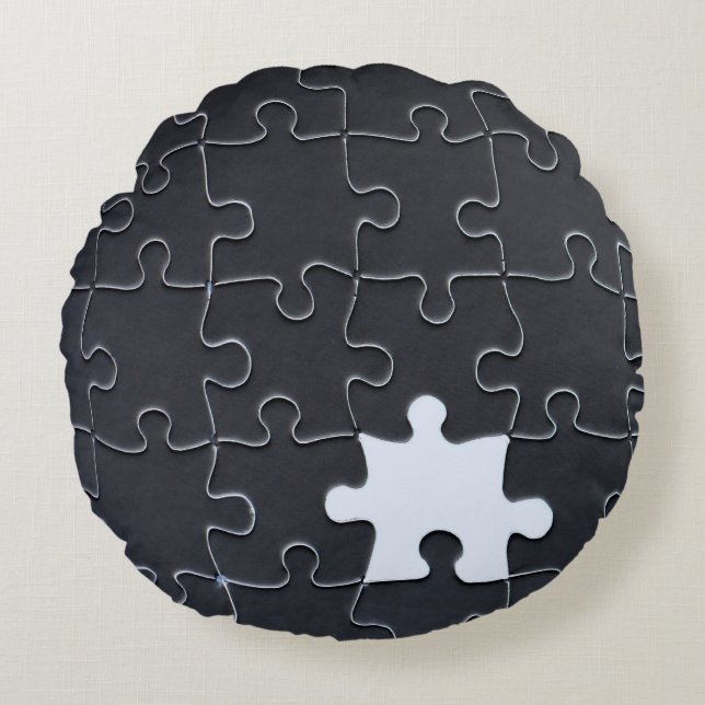 Coussins Ronds Pièce Jigsaw Puzzle manquante noir (Devant)