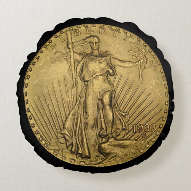 Coussins Ronds Pièce Or Double Aigle 1933 (Devant)