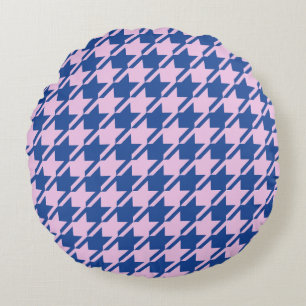 Coussins Ronds Pied de fond rose+Motif bleu