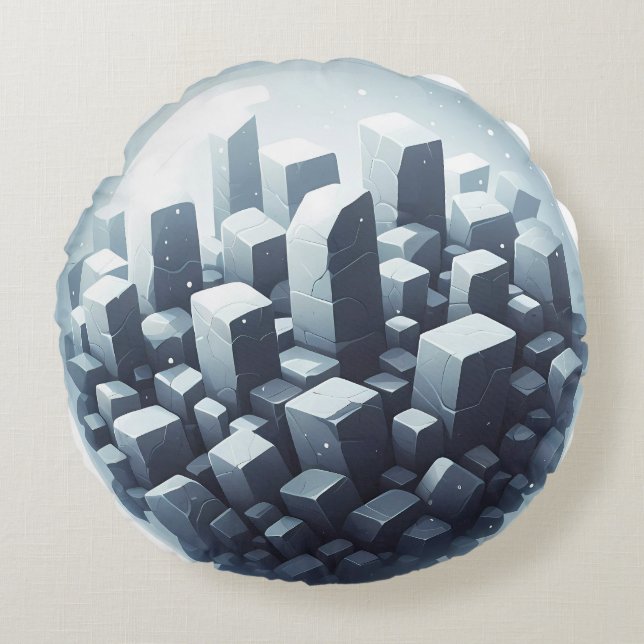 Coussins Ronds Pierre de basalte noire (Devant)