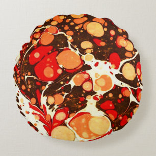 Coussins Ronds Pierres abstraites rouges marron orange mignonnes