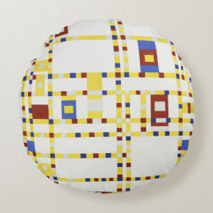 Coussins Ronds Piet Mondrian Broadway Boogie Woogie Art Abstrait