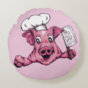 Coussins Ronds Piggy The Hamicidal Maniac Funny Pig Art Jeter