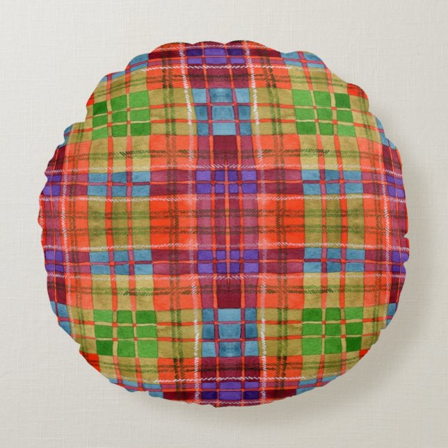 Coussins Ronds Pilote à lancer ronde MAC RAE TARTAN (Devant)