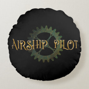 Coussins Ronds Pilote de dirigeable Steampunk