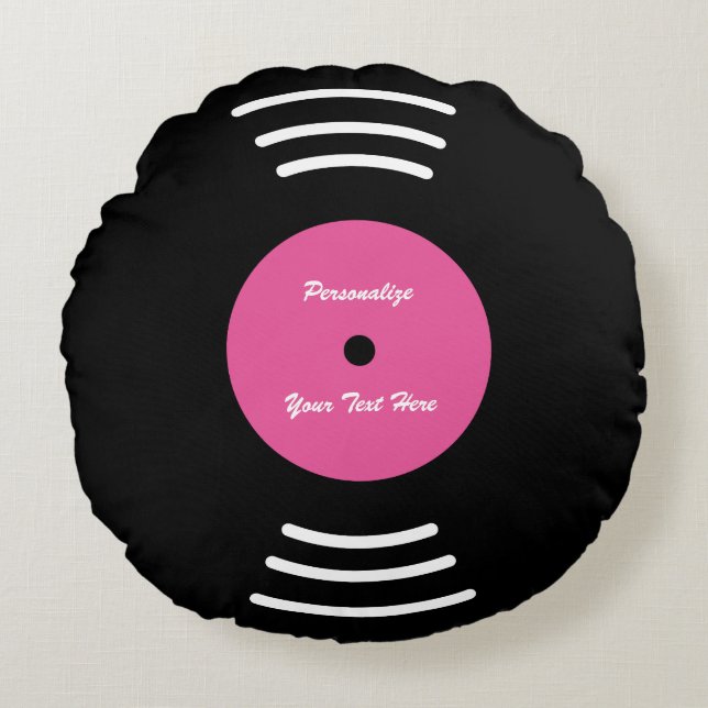Coussins Ronds Pilote de disque vinyle personnalisé (Devant)