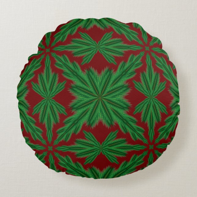 Coussins Ronds Pine Mandala Garnet Lisse ronde oreiller (Devant)