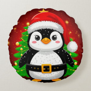 Coussins Ronds 🎄 Pingouin Père Noël Arbre de Noël Vacances Amusa