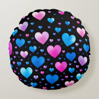 Coussins Ronds Pink & Blue Glowing Hearts