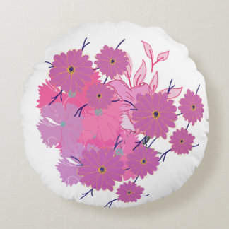 Coussins Ronds Pink Flower Couch Pillow